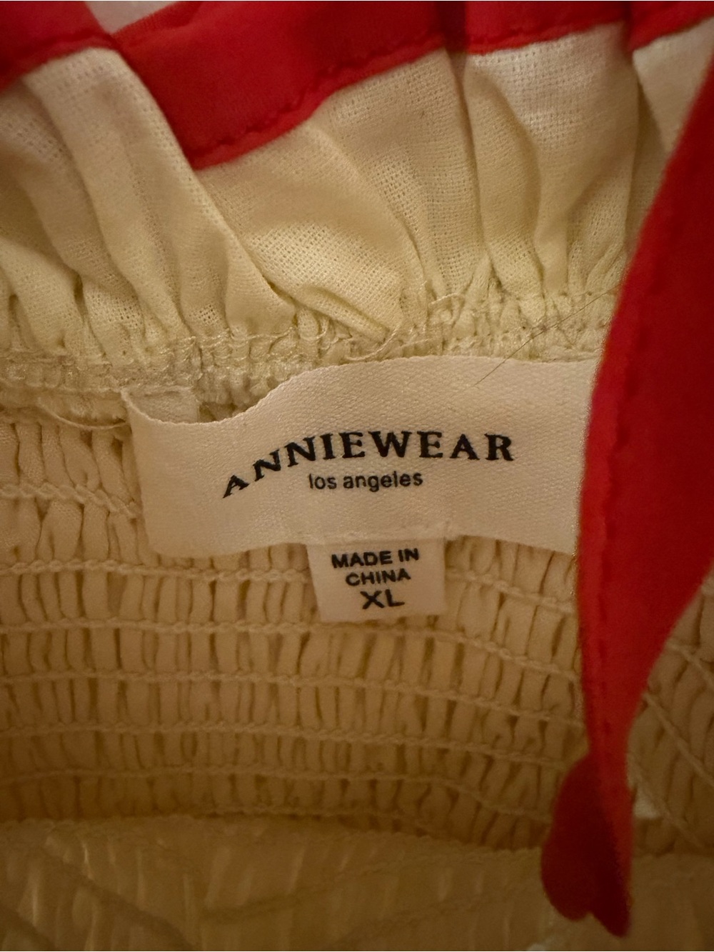 Annie Cream Maxi Dress with Red Ruffle Trim - Picture 2 of 4